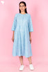 Cambric Cotton Dress In Floral Block Print